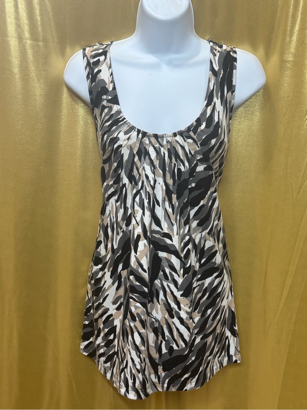 Apostrophe Zebra Print Tank Top Size M Cotton Modal Blend Scoop Neck